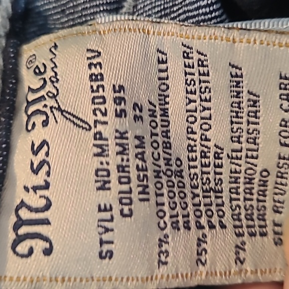 MISS ME Border Flap Pocket  Slim Boot Cut  W/ Sequins & Rhinestones Size26 - Picture 8 of 8